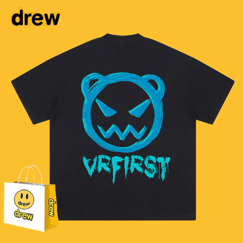 Drew T-shirts Funny Smiley Printed Short Sleeve