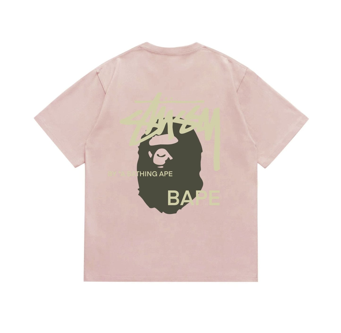 BAPE Olive & Gold Ape Wordmark Graphic T-Shirt — back