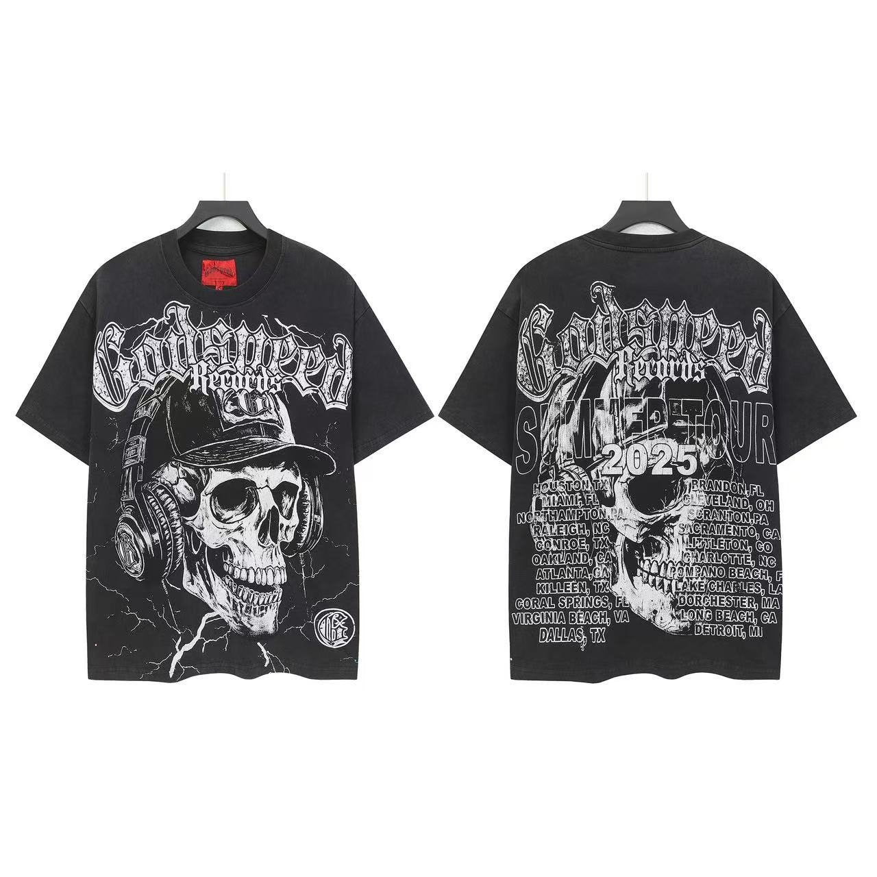 Godspeed Skull Headphones Graphic T-Shirt — front