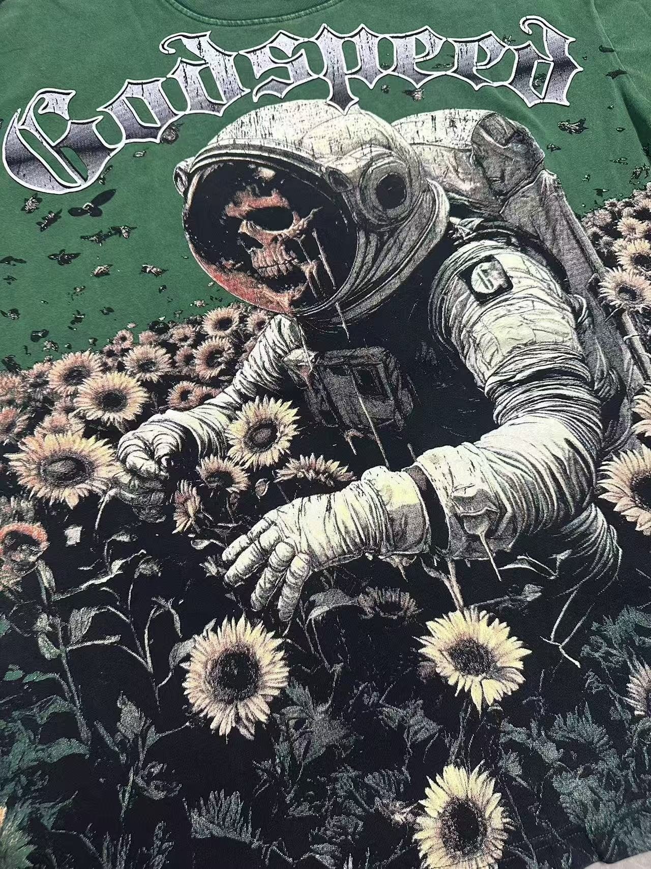 Godspeed Sunflower Astronaut Graphic T-Shirt — detail