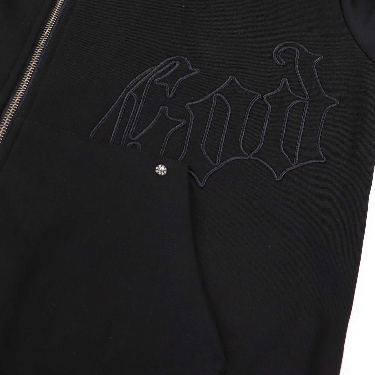 Godspeed Tonal Gothic Zip Hoodie — detail