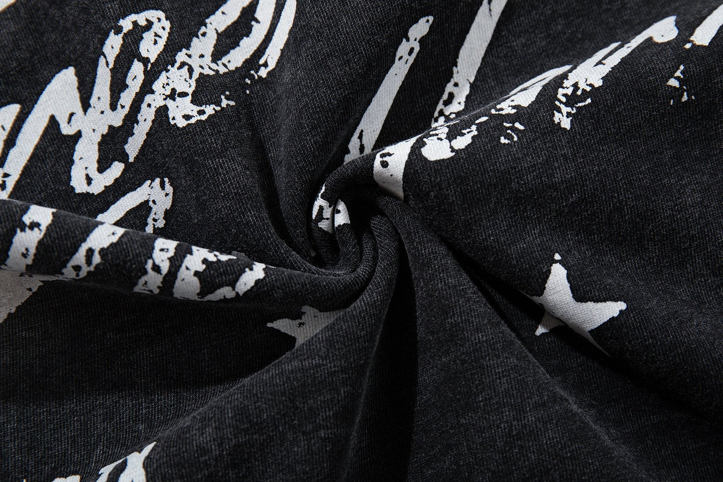 MAJESTIK Washed Black Tour Graphic T-Shirt — fabric_closeup