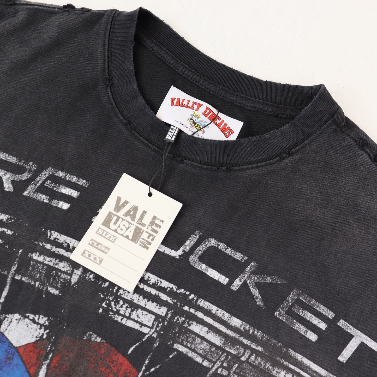 Valley Dreams Washed Black Basketball Graphic T-Shirt — hang_tag