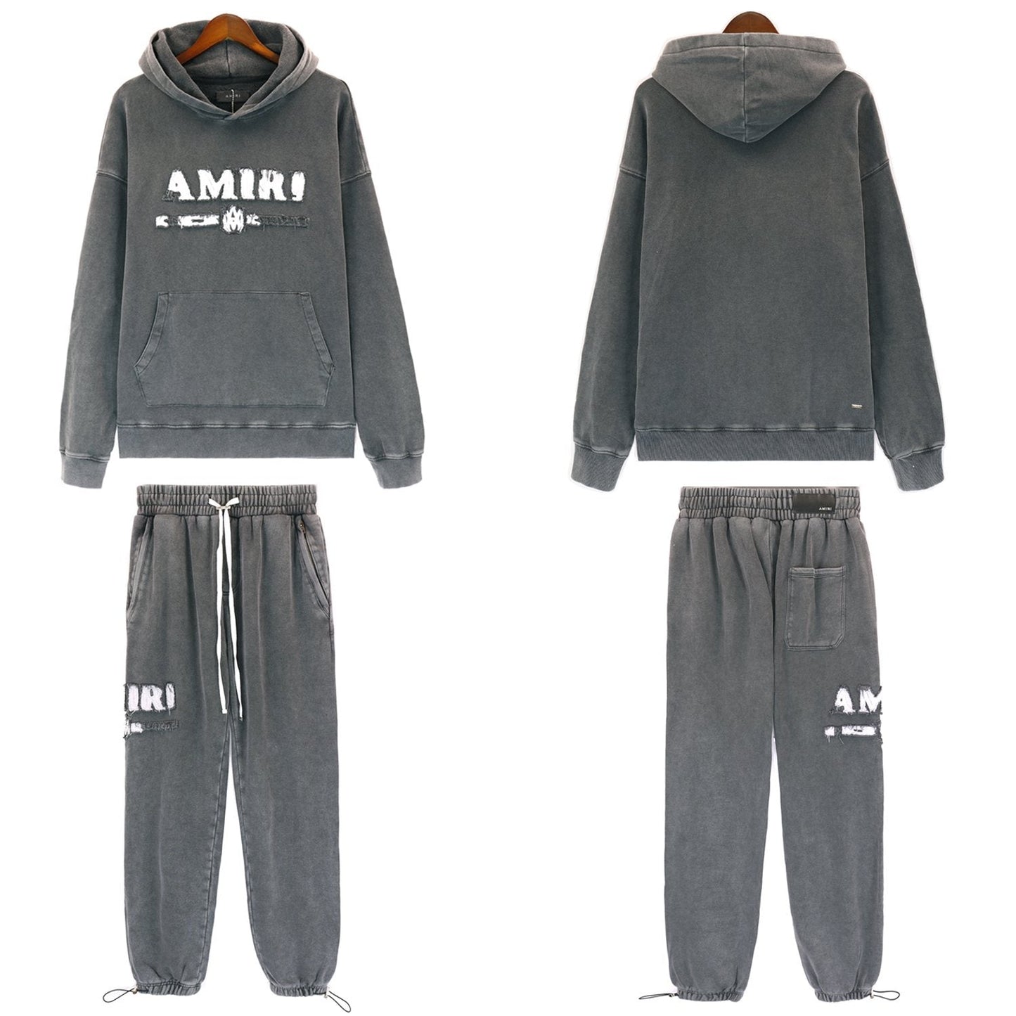 AMIRI Washed Dark Gray Graphic Hoodie — context