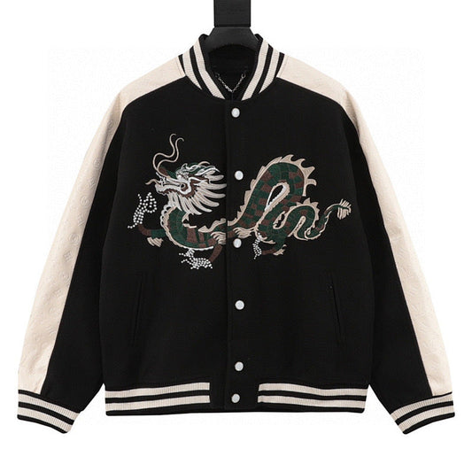 Louis Vuitton Chinese Dragon Embroidered & Paneled Baseball Jacket