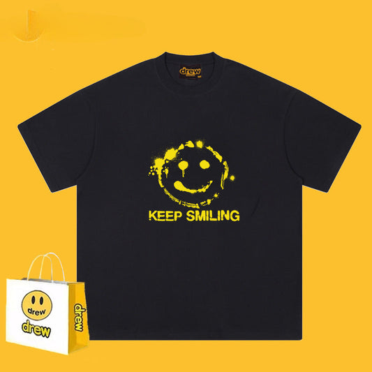 Drew T-shirts Smiley Face Short Sleeve Fashion Printed T-shirt