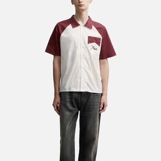Rhude T-shirt Pocket Letter Embroidery Color Matching Short Sleeve Shirt