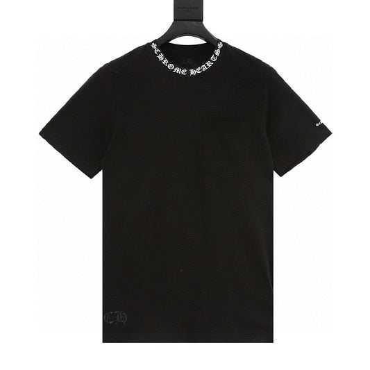 Chrome Hearts Short-Sleeve T-Shirt with Sanskrit Lettering Print at the Neckline