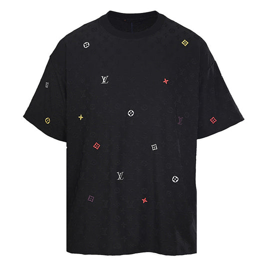 Louis Vuitton All-Over Monogram Short-Sleeve T-Shirt with Embroidered Clover Accents