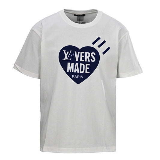 Louis Vuitton Heart-Flocked Print Short-Sleeve T-Shirt