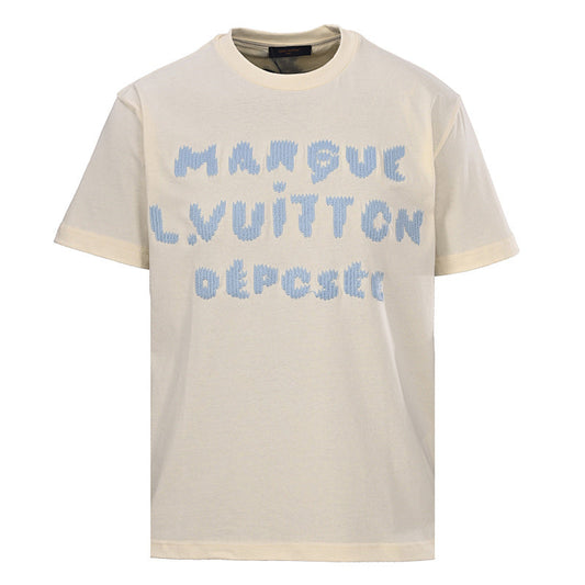 Louis Vuitton Blue Short-Sleeve T-Shirt with Knitted Embroidery