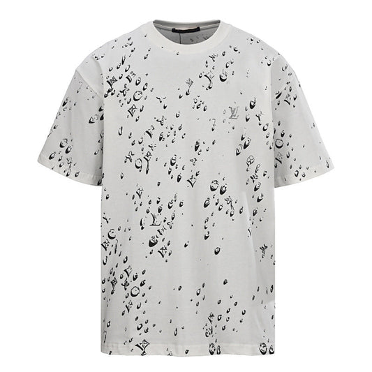 Louis Vuitton Water-Droplet Ink-Splatter Short-Sleeve T-Shirt