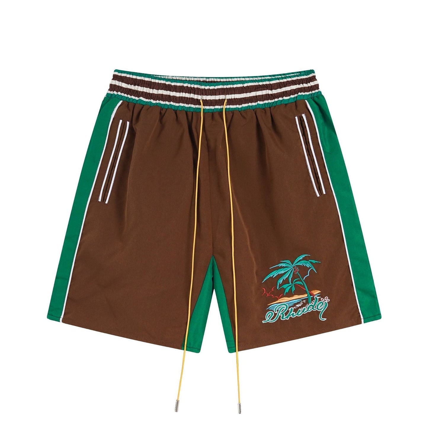 Rhude T-shirt Coconut Alphabet Beach Embroidery Short Sleeve Shirt Shorts
