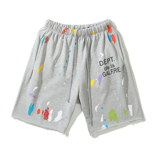 Gallery Dept Shorts Hand Painted Graffiti Ink Splashed Alphabet Casual Shorts