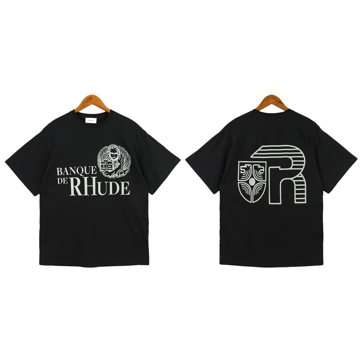 Rhude T-shirt Micro Label Letter Logo Line Pattern Short Sleeve T-shirt Loose