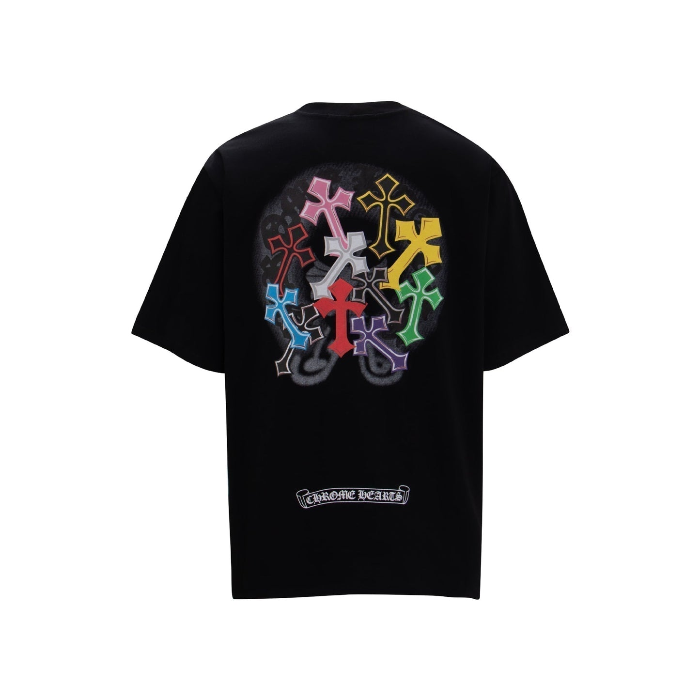 Chrome Heart T Shirts Sanskrit Rainbow Cross Foam Short Sleeve T-Shirt