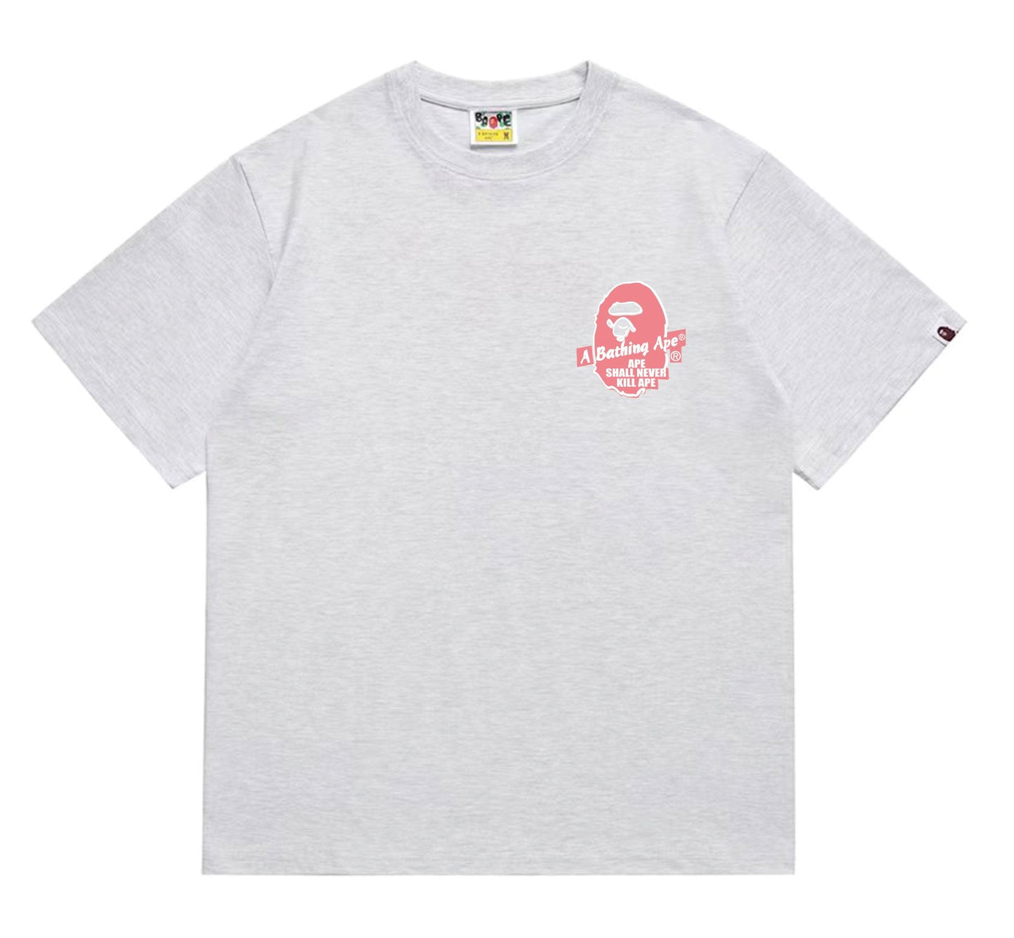 BAPE Pink Accent Ape Circle Graphic T-Shirt — front