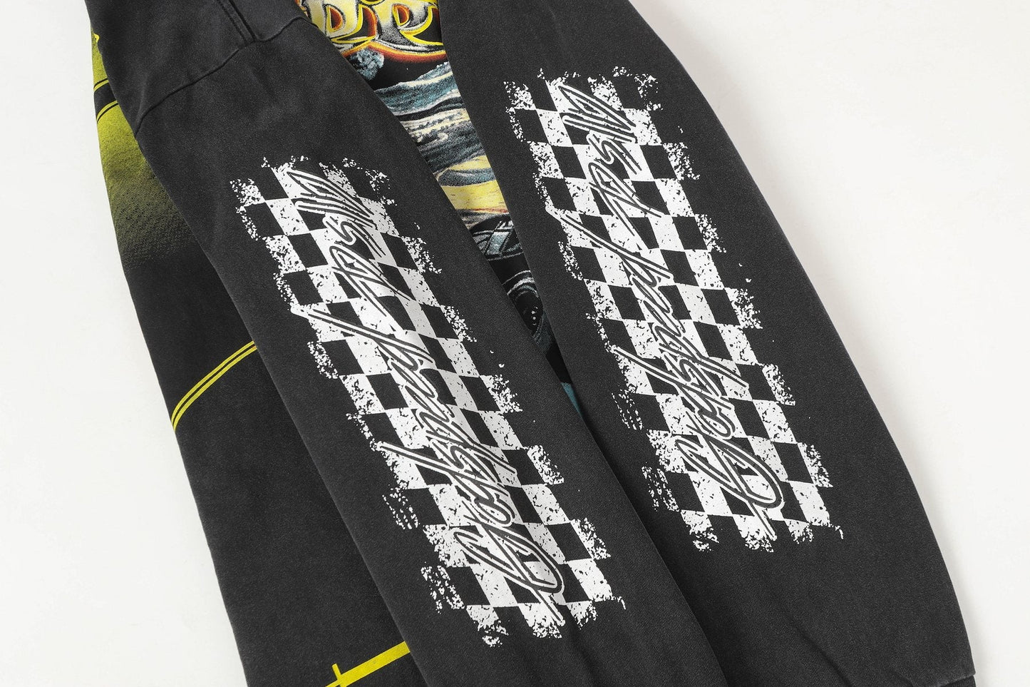 Godspeed Washed Black Racing Skull Long-Sleeve T-Shirt — detail