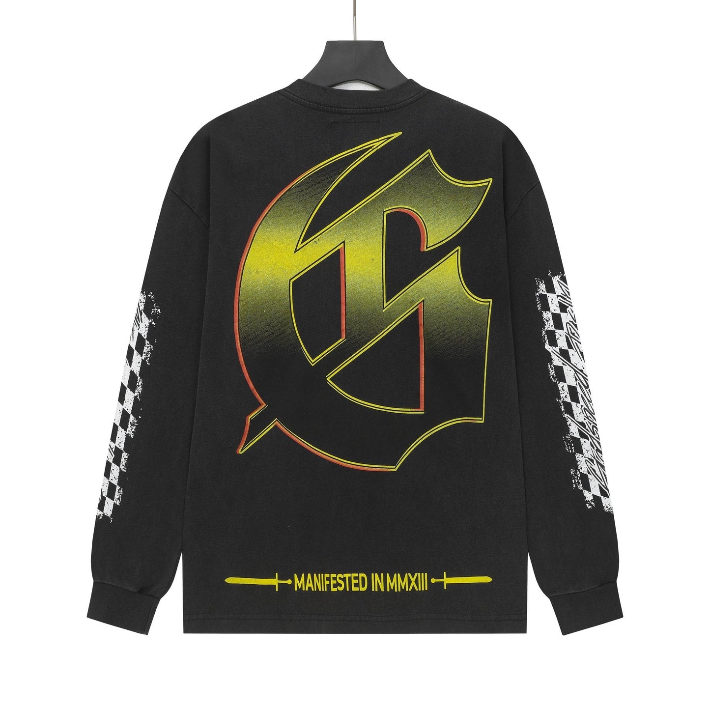 Godspeed Washed Black Racing Skull Long-Sleeve T-Shirt — back