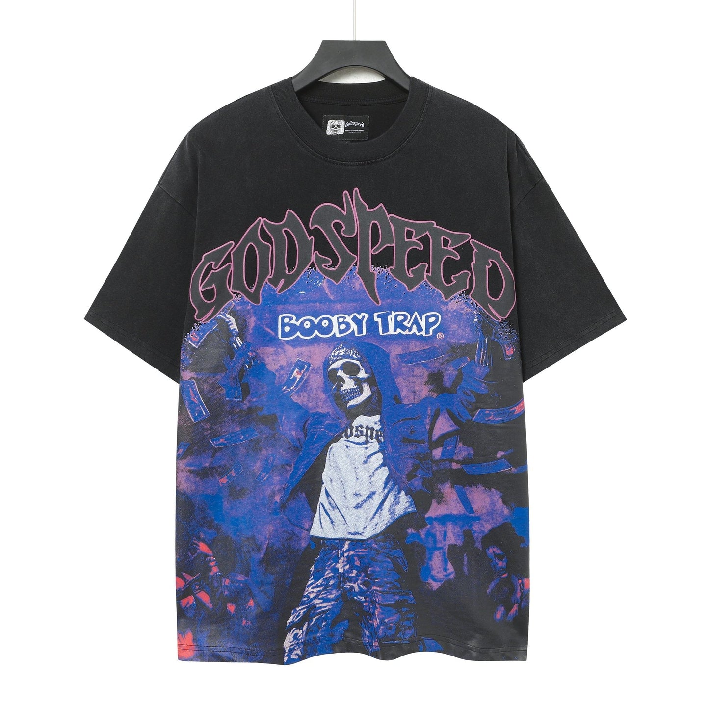 Godspeed Booby Trap Washed Black Graphic T-Shirt — hero