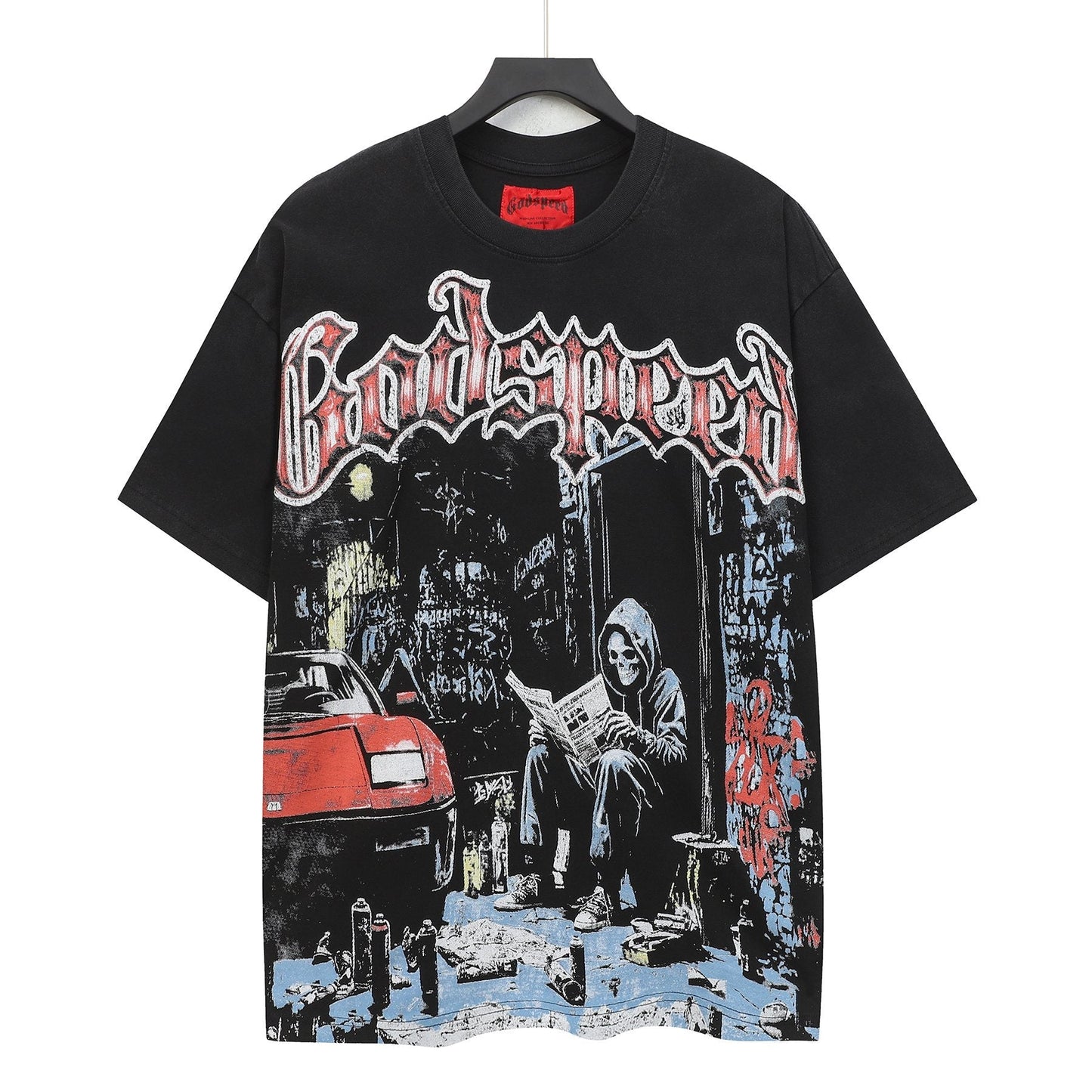 Godspeed Washed Black Reaper Car Graphic T-Shirt — hero