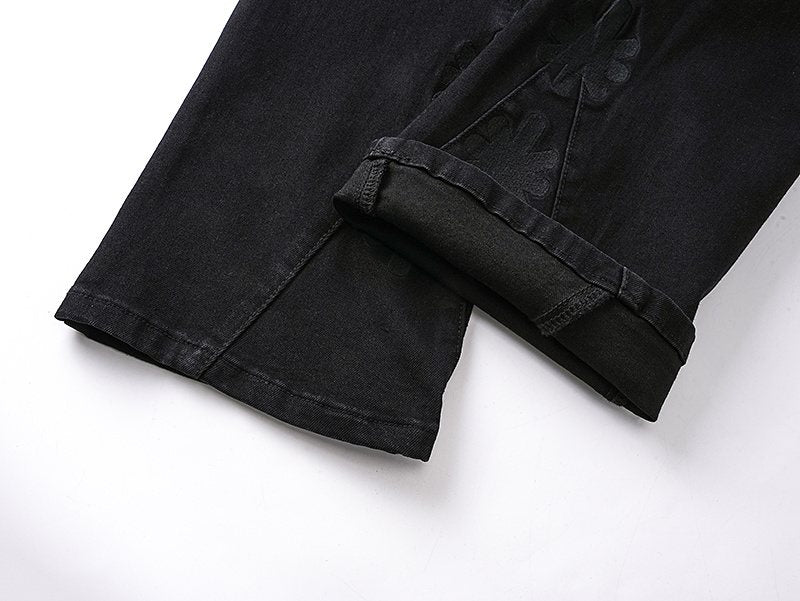 LOSTSHDWS Black Flared Jeans with Floral Embroidery — detail