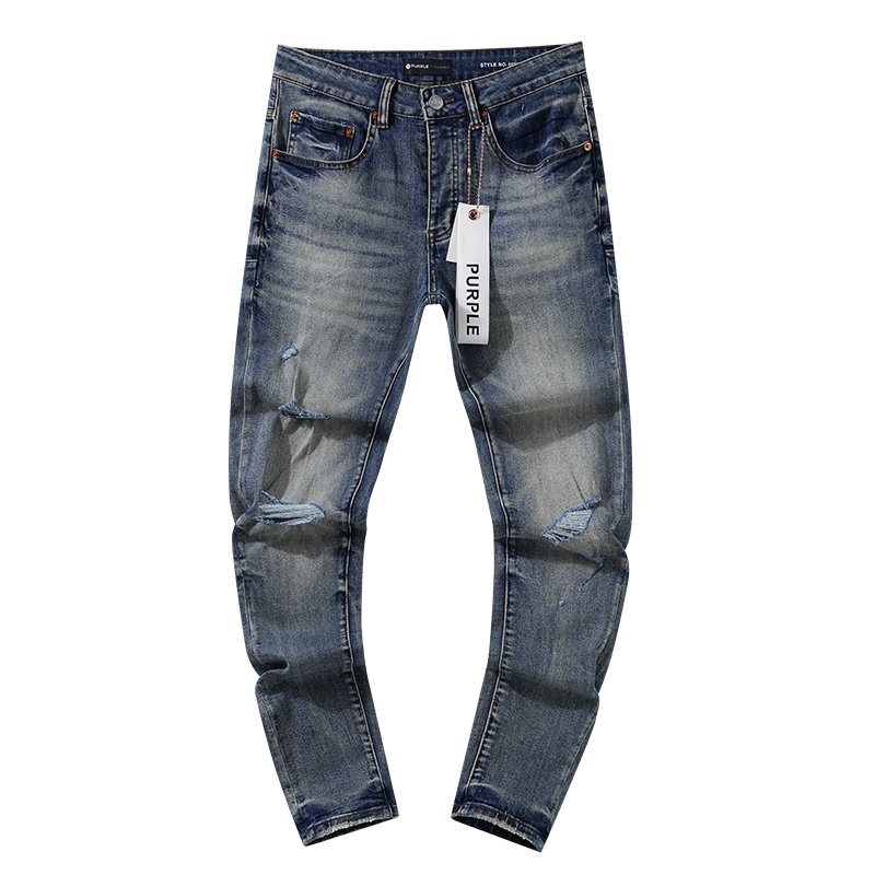 Purple Brand Blue Distressed Ripped Knee Jeans — front