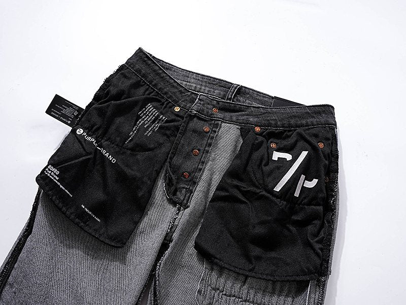 Purple Brand Paint-Splatter Distressed Black Jeans — detail