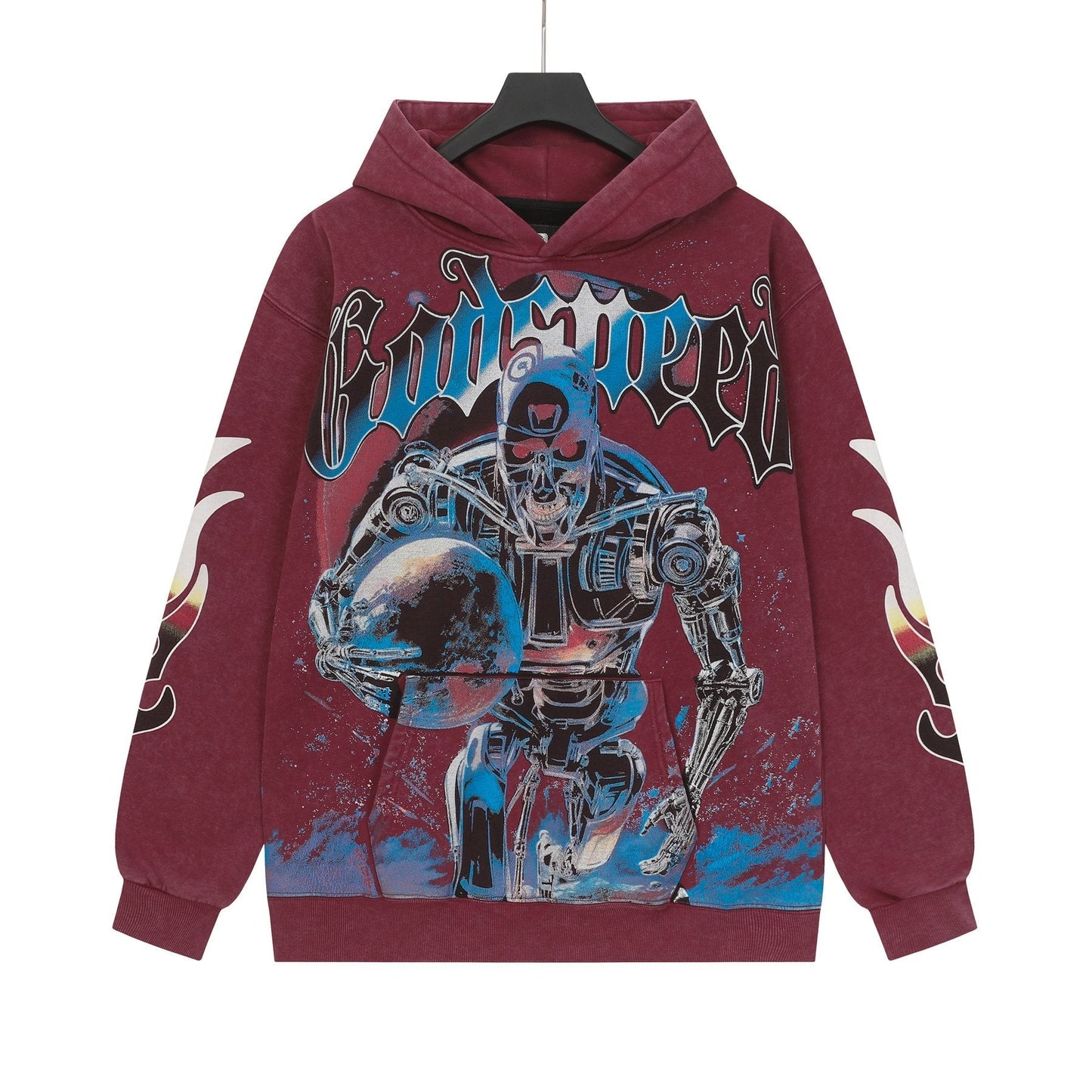Godspeed Acid-Wash Graphic Pullover Hoodie — front