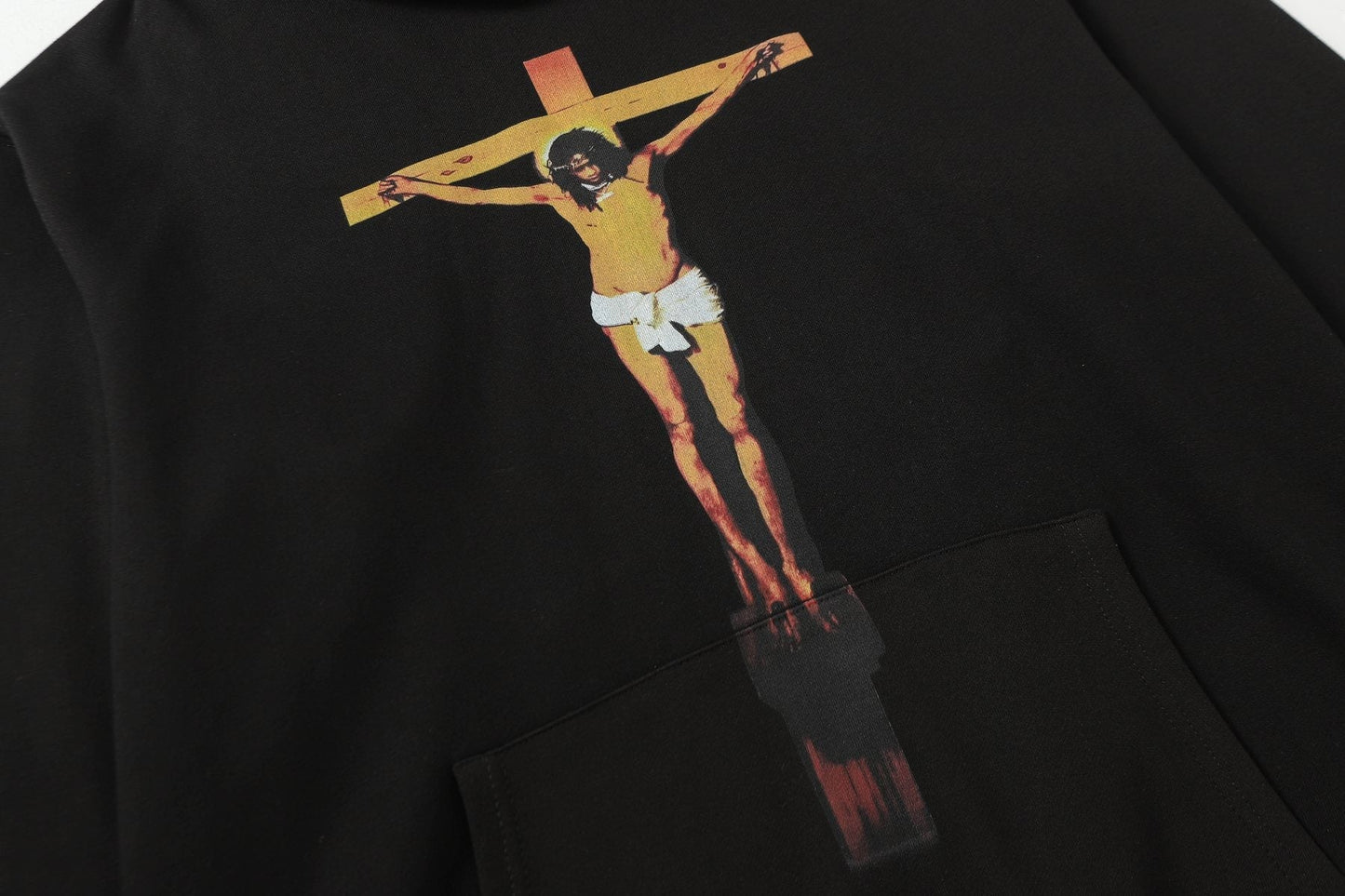 THAT'S A AWFUL LOT OF COUGH SYRUP Crucifixion Graphic Pullover Hoodie — detail