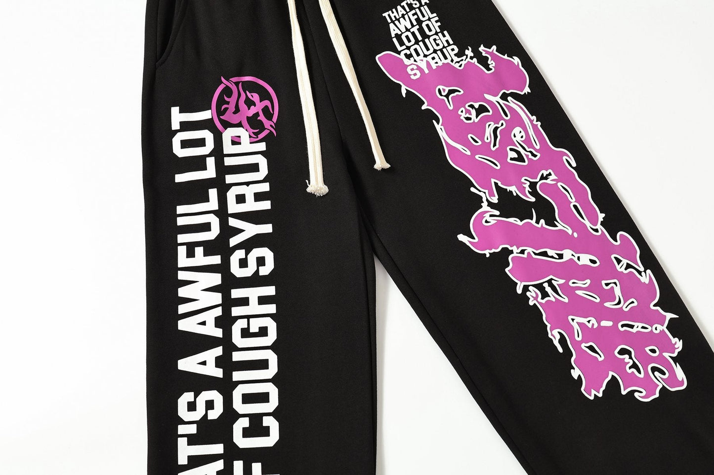THAT'S A AWFUL LOT OF COUGH SYRUP Black Graphic Hoodie & Sweatpants Matching Set — detail
