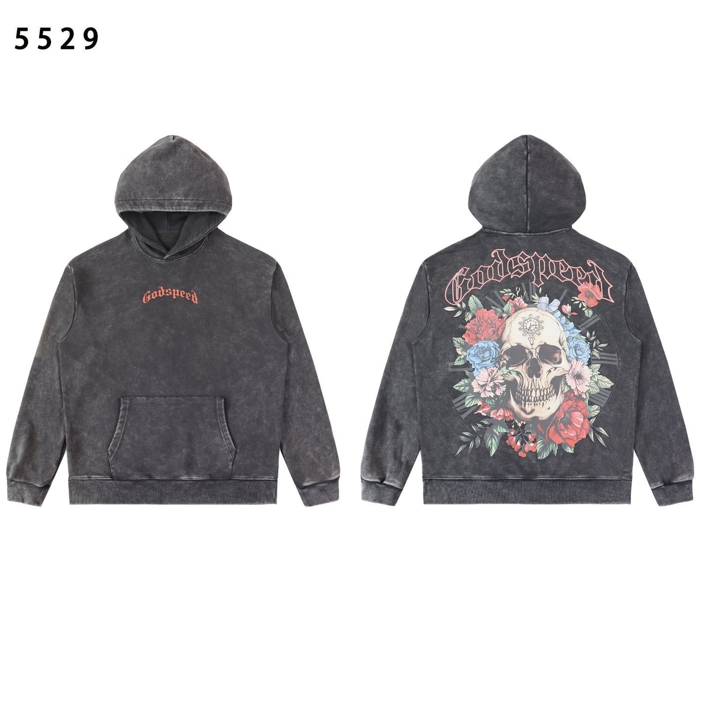Godspeed Skull Rose Graphic Hoodie — front