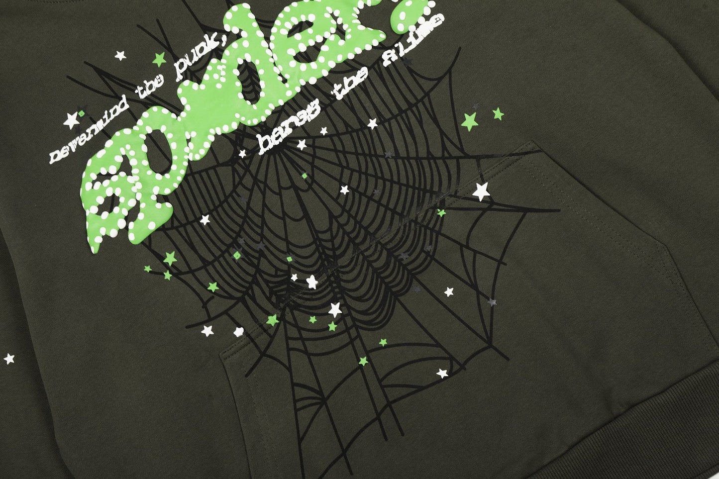 Sp5der Olive Green Spiderweb Graphic Matching Set — detail