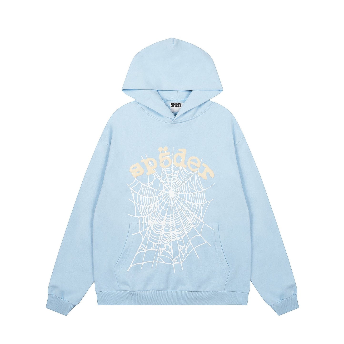 Sp5der Light Blue Graphic Hoodie & Sweatpants Matching Set — front