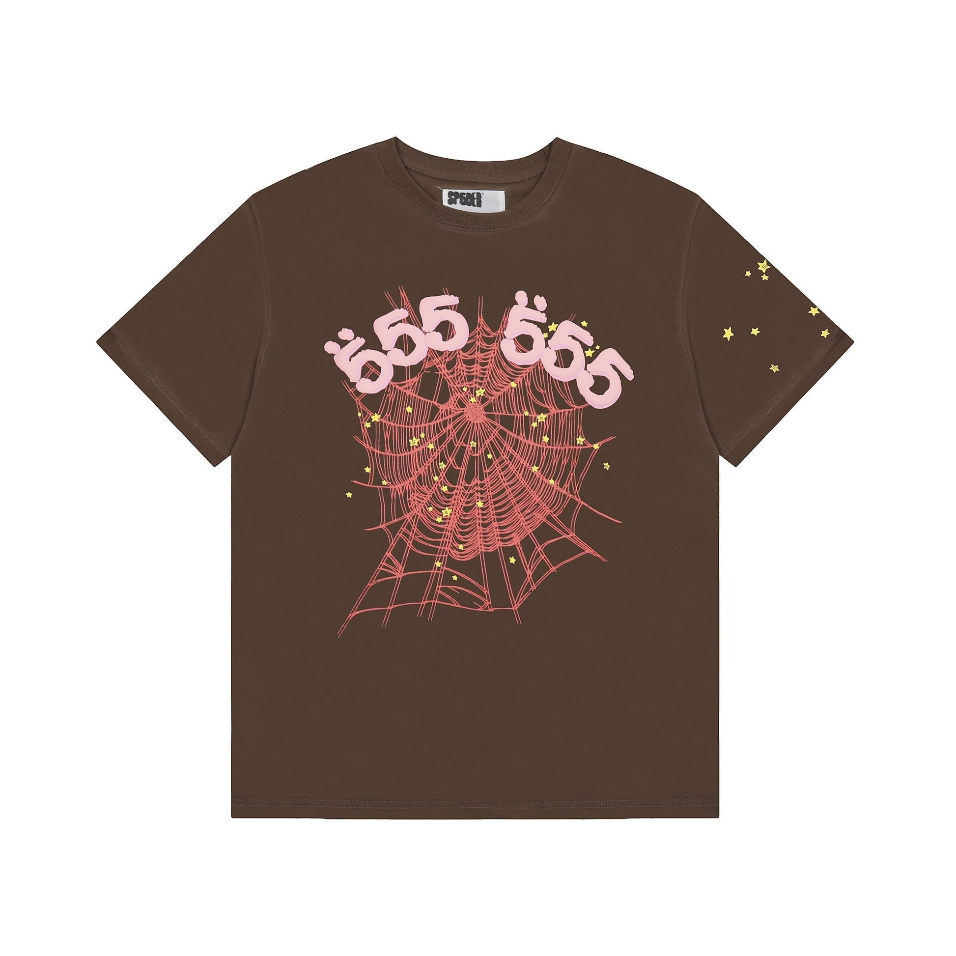 Sp5der Brown Spiderweb Star Graphic T-Shirt — hero