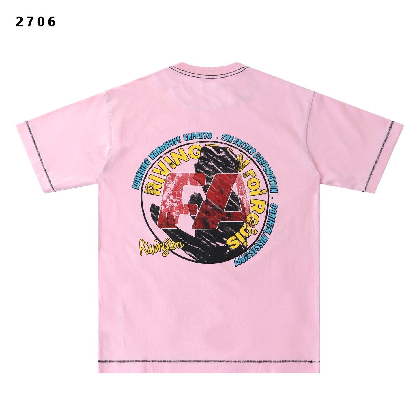 RRR123 CVA Washed Pink Graphic T-Shirt — back