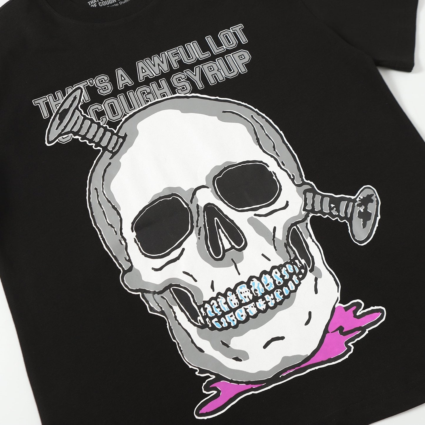 THAT'S A AWFUL LOT OF COUGH SYRUP Skull & Persona Graphic T-Shirt — detail