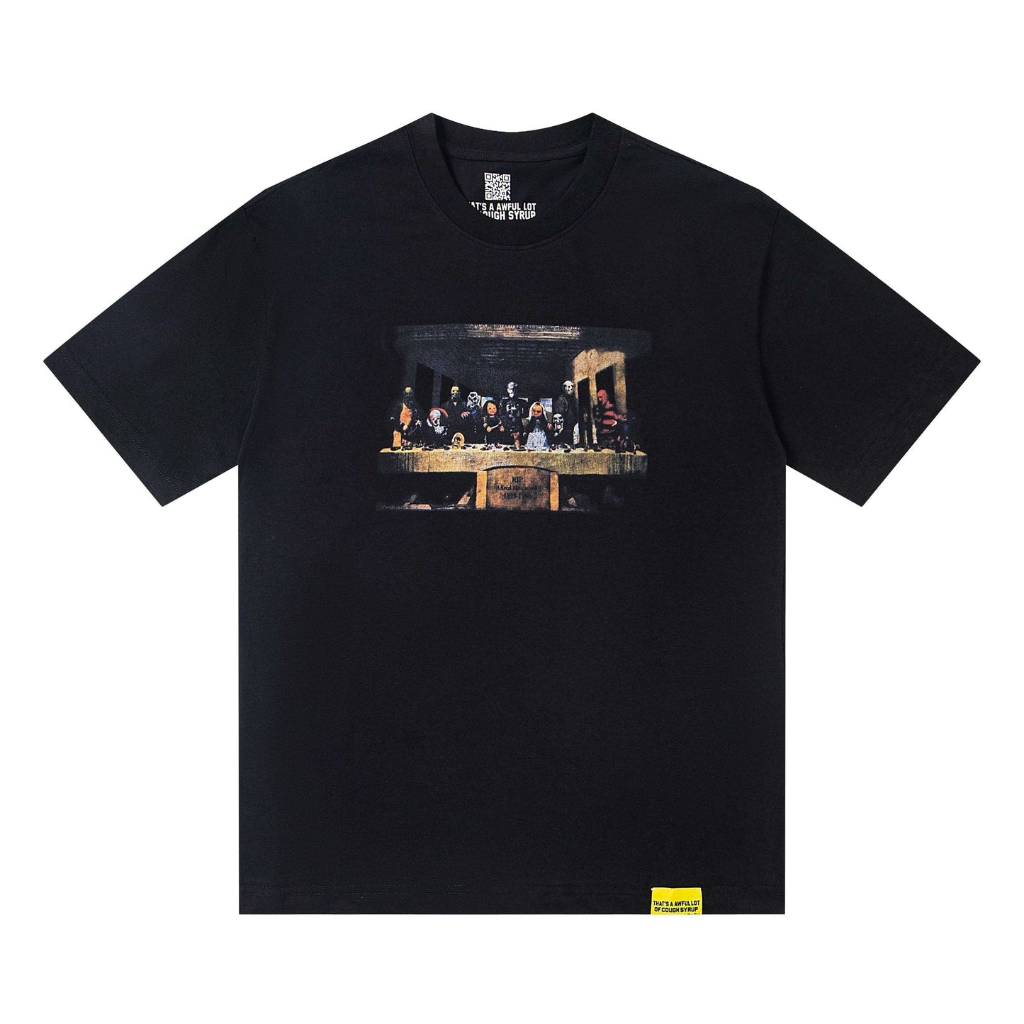 THAT'S A AWFUL LOT OF COUGH SYRUP Black Back-Print Short-Sleeve T-Shirt — hero