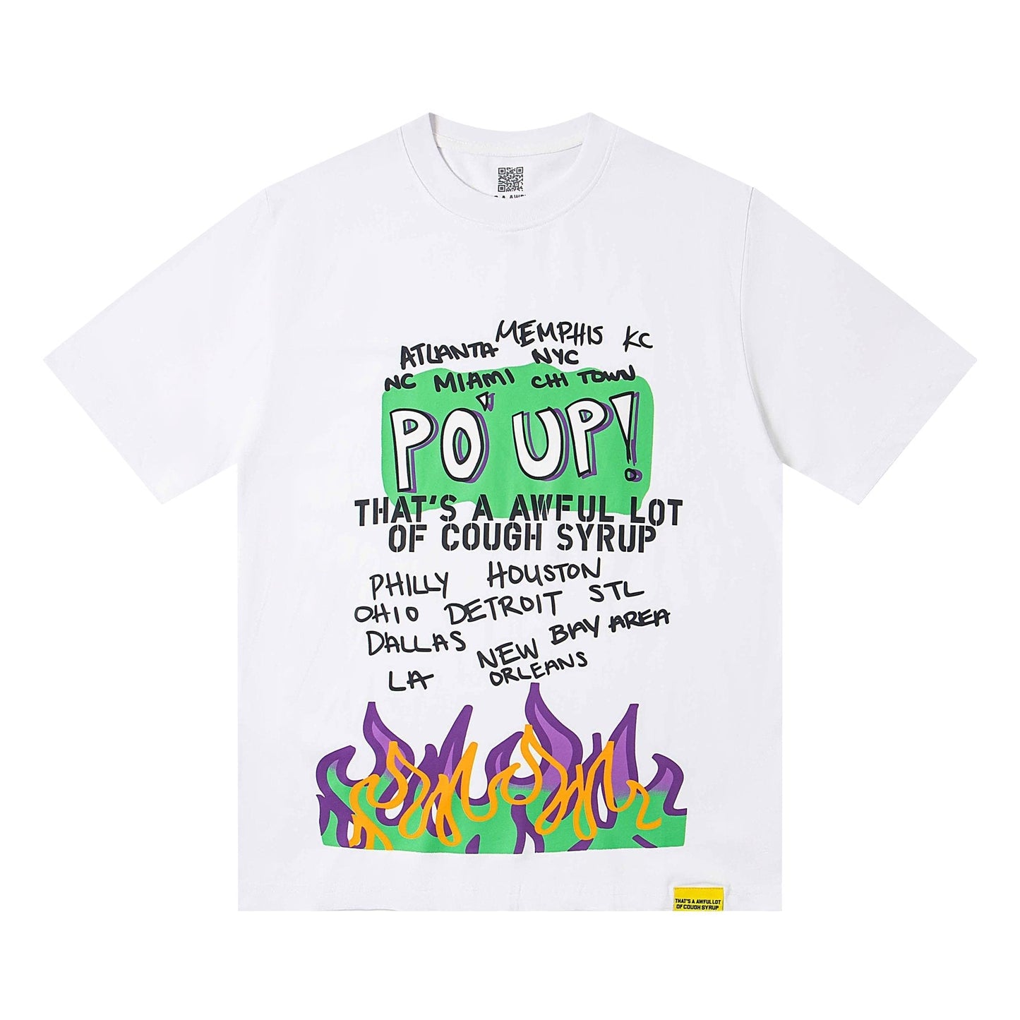 THAT'S A AWFUL LOT OF COUGH SYRUP PO UP Flame Graphic Short-Sleeve T-Shirt — front