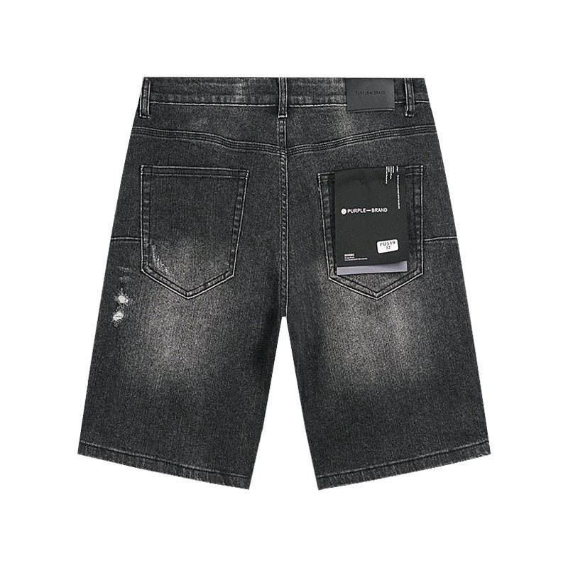 Purple Brand Washed Black Distressed Denim Shorts — back