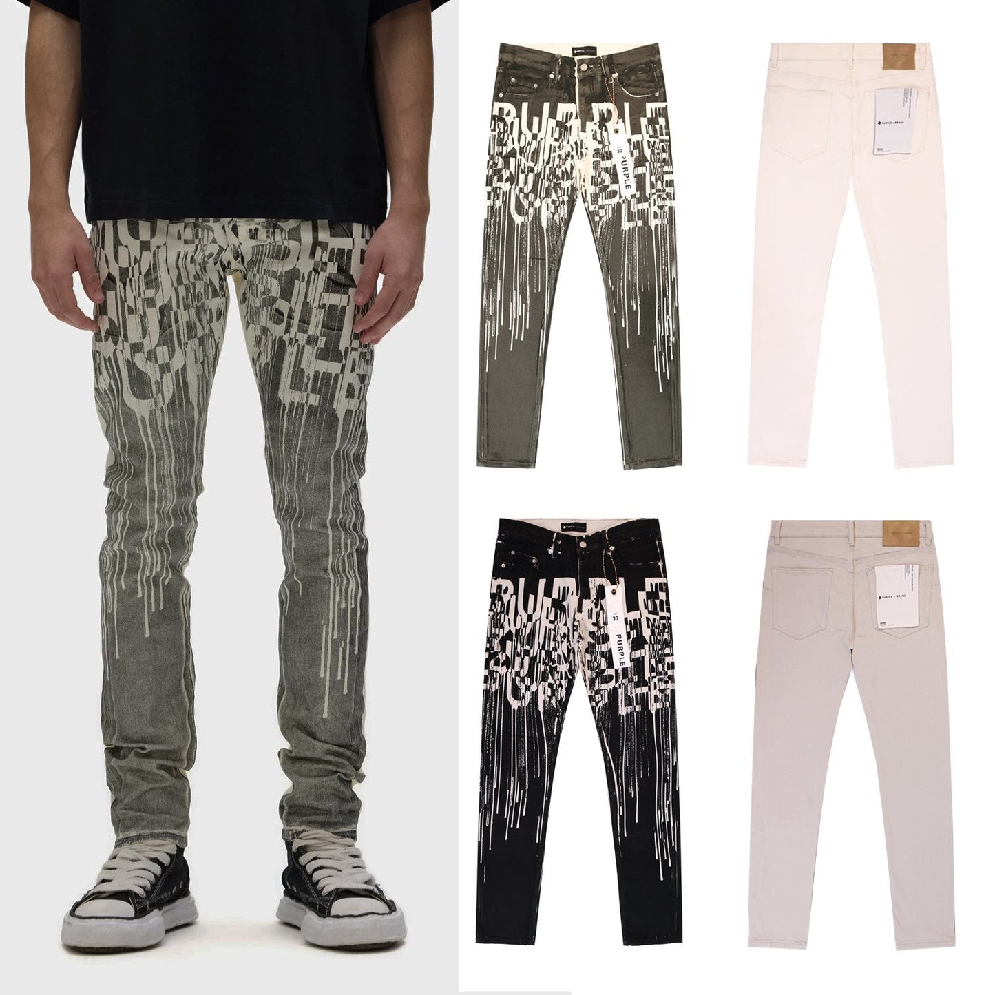 Purple Brand Distressed Graphic Jeans — context
