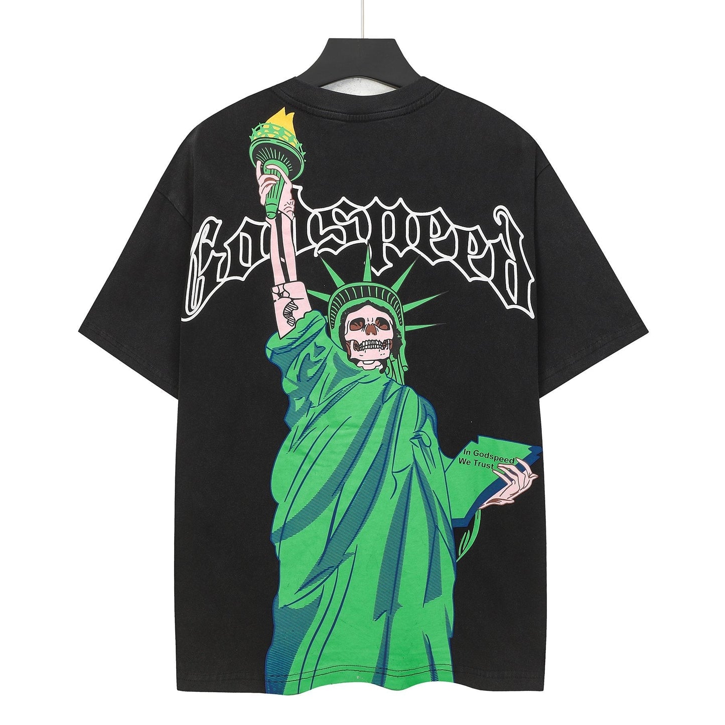 Godspeed Statue of Liberty Skull Graphic T-Shirt — hero