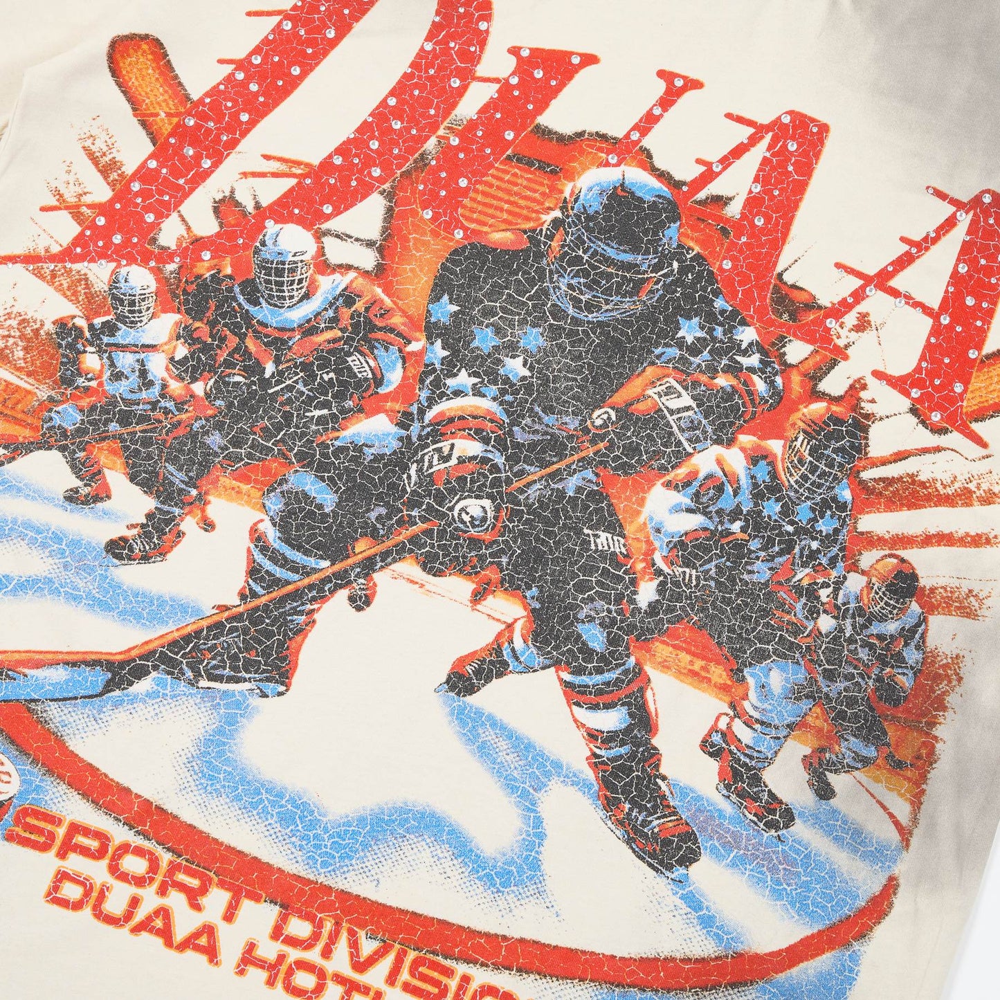 DUAA Cream Washed Hockey Graphic Short-Sleeve T-Shirt — detail