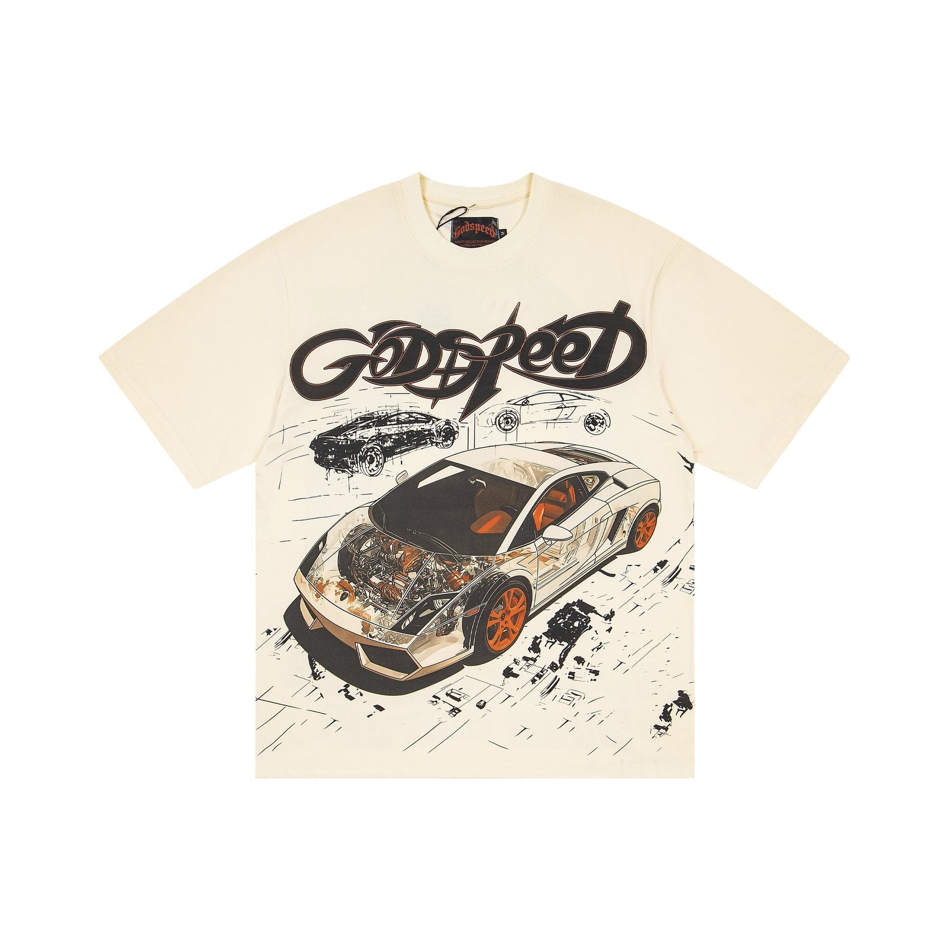 Godspeed Cream Car Graphic Short-Sleeve T-Shirt — hero