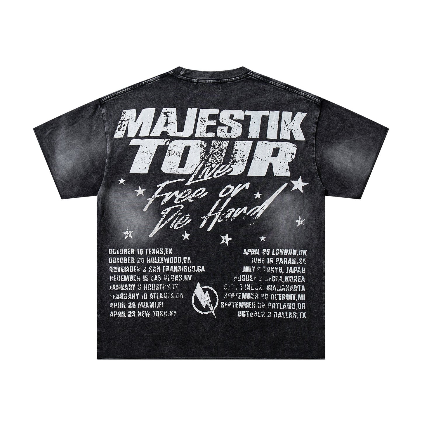 MAJESTIK Washed Black Tour Graphic T-Shirt — back