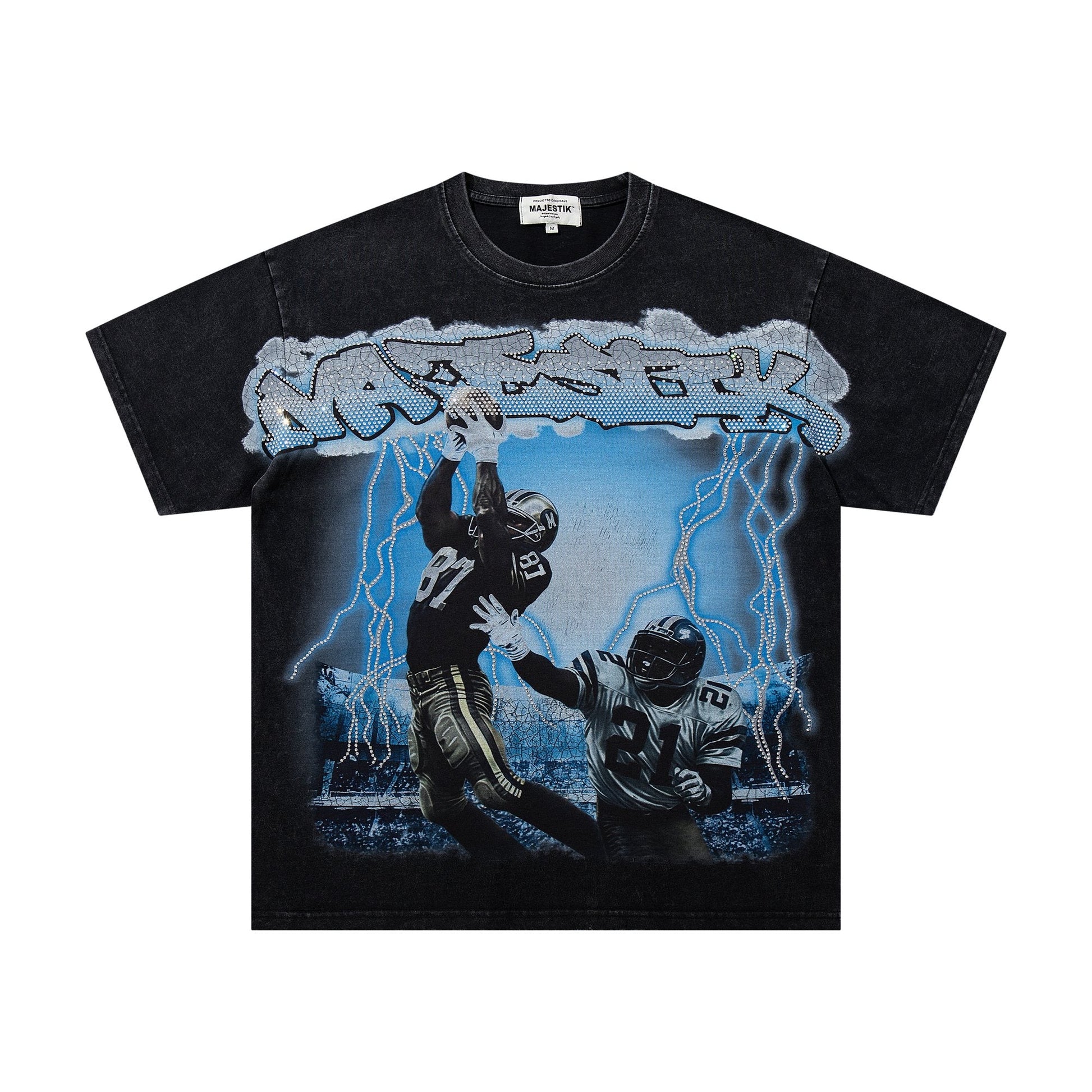 MAJESTIK Blue Football Graphic T-Shirt — hero