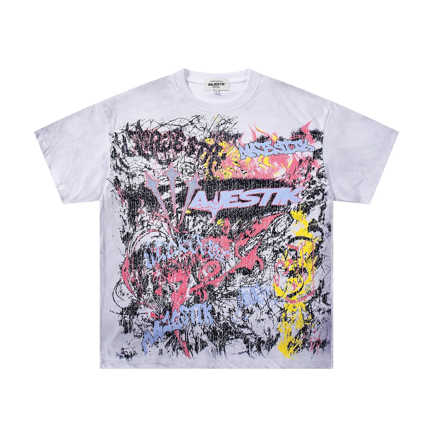 MAJESTIK Distressed Rhinestone Graphic T-Shirt — hero