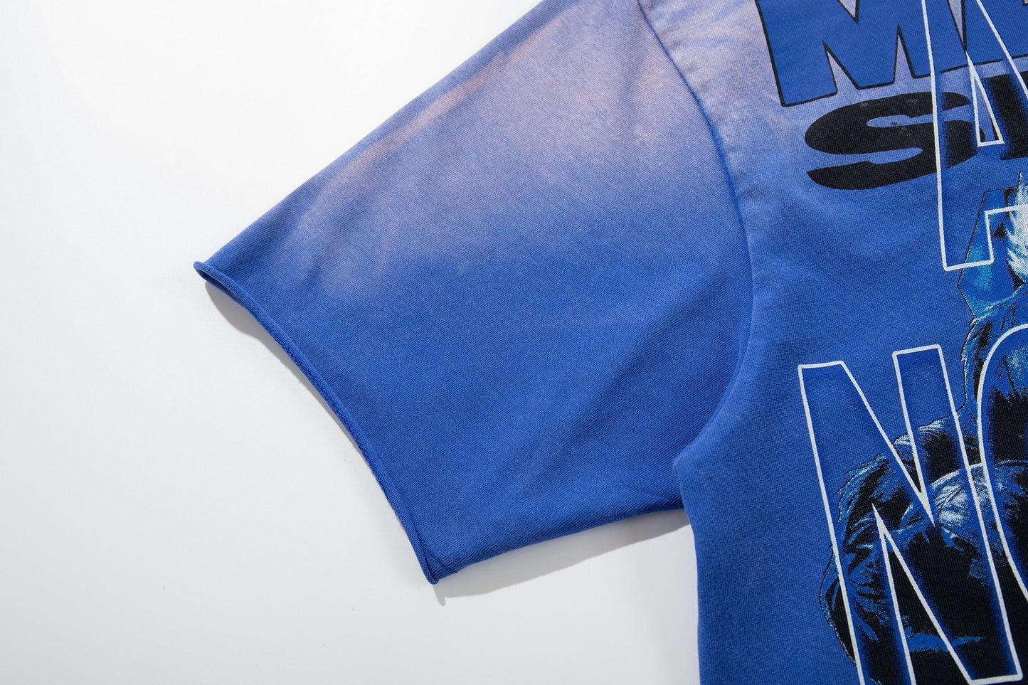 MAJESTIK Washed Blue Front & Back Graphic Short-Sleeve T-Shirt — detail
