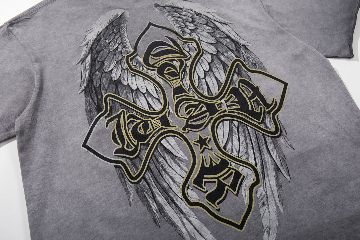 MAJESTIK Winged Cross Graphic T-Shirt — detail