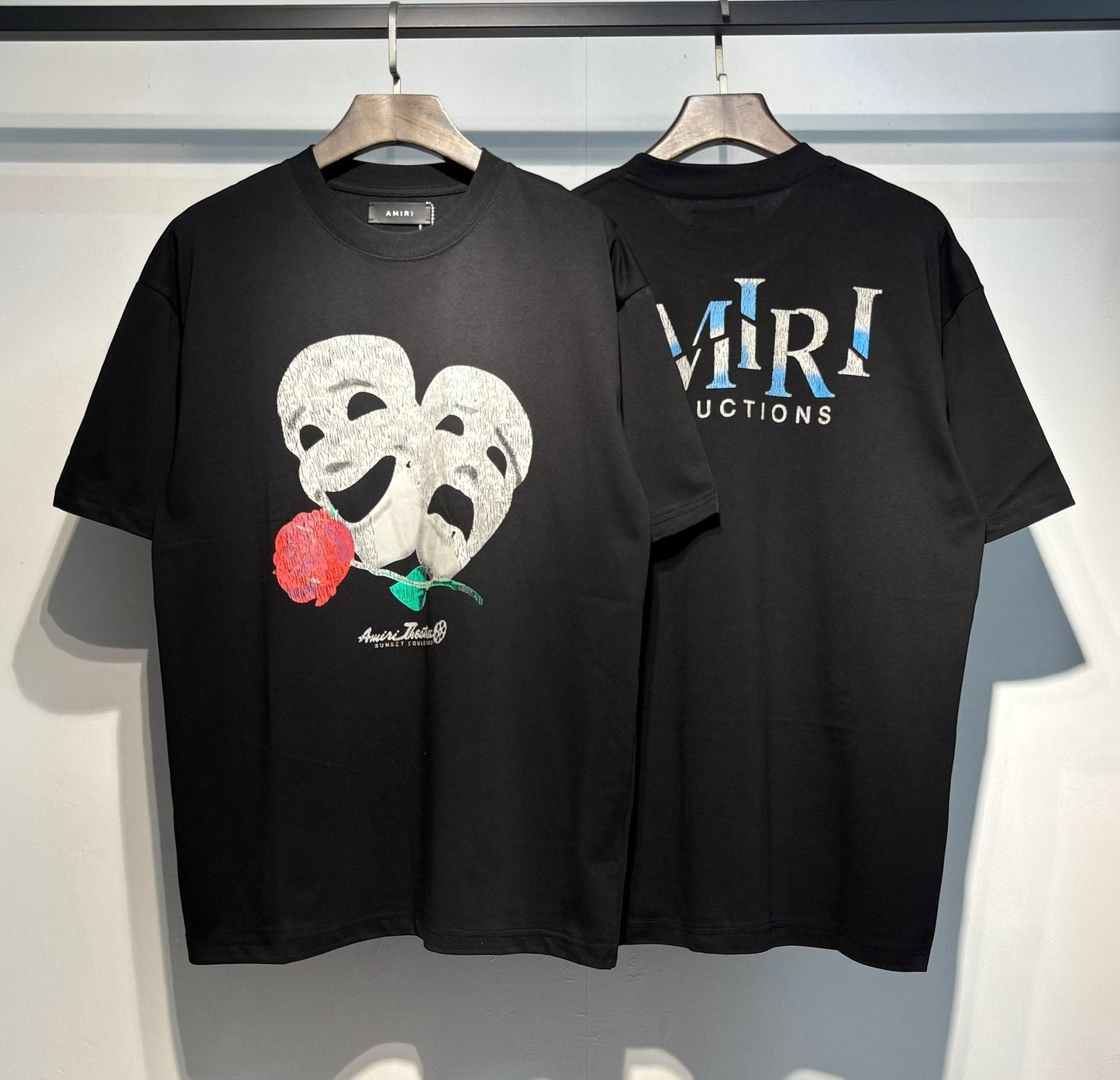 AMIRI Theatrical Mask & Rose Graphic T-Shirt — comparison